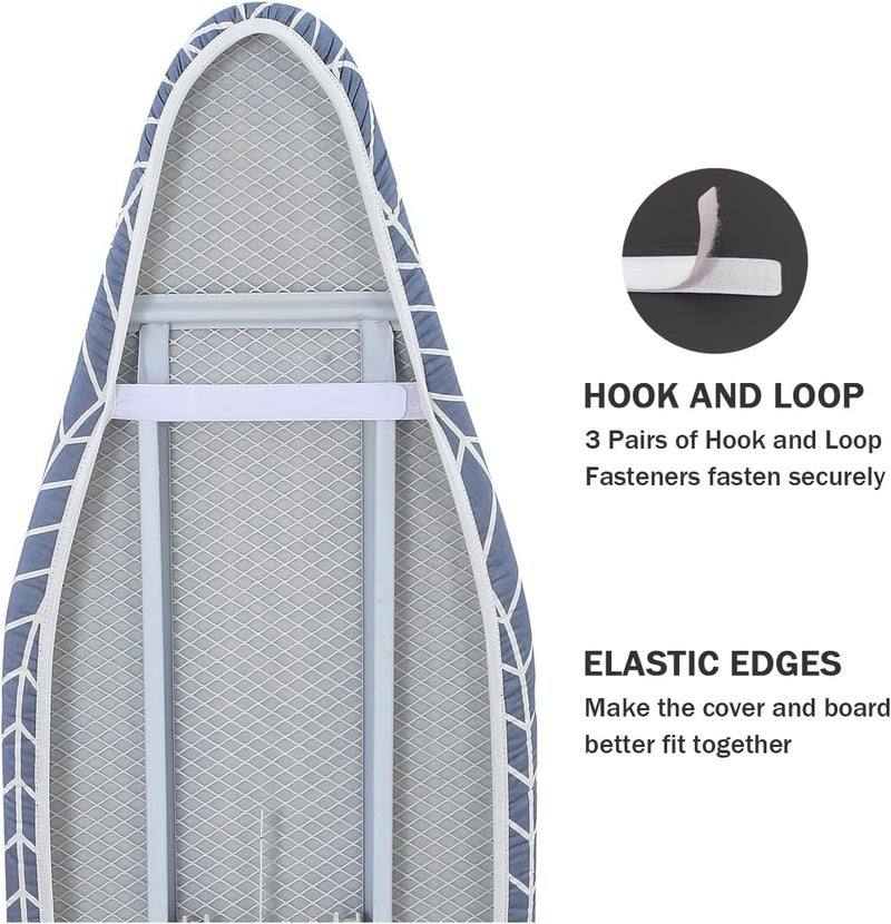 LCLW Ironing Board Cover and Pad Standard Size 15 x 54,3 Pairs of Hook and Loop Fastener Straps,Elastic Edges,Cotton Iron Board Cover with Scorch Resistant Thick Padding (Pattern H) - Image 4